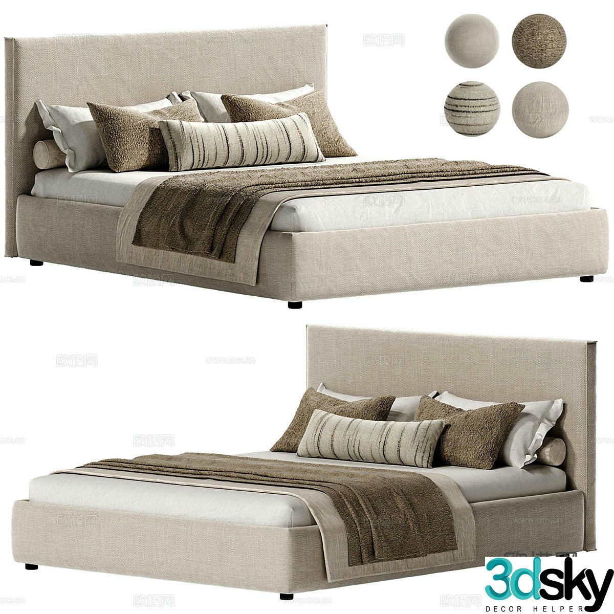 Background double bed 3d model