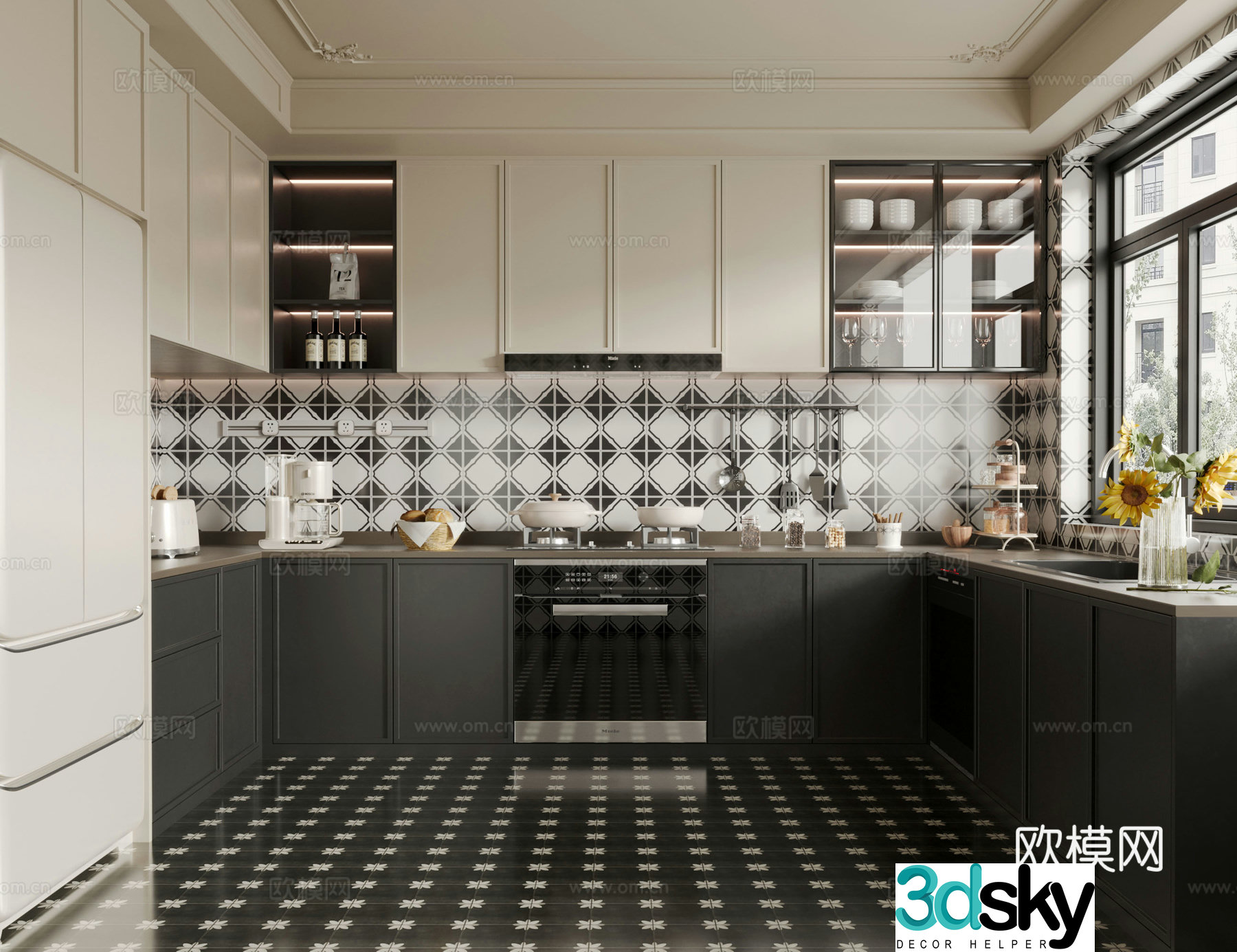 French medieval style kitchen 3d model