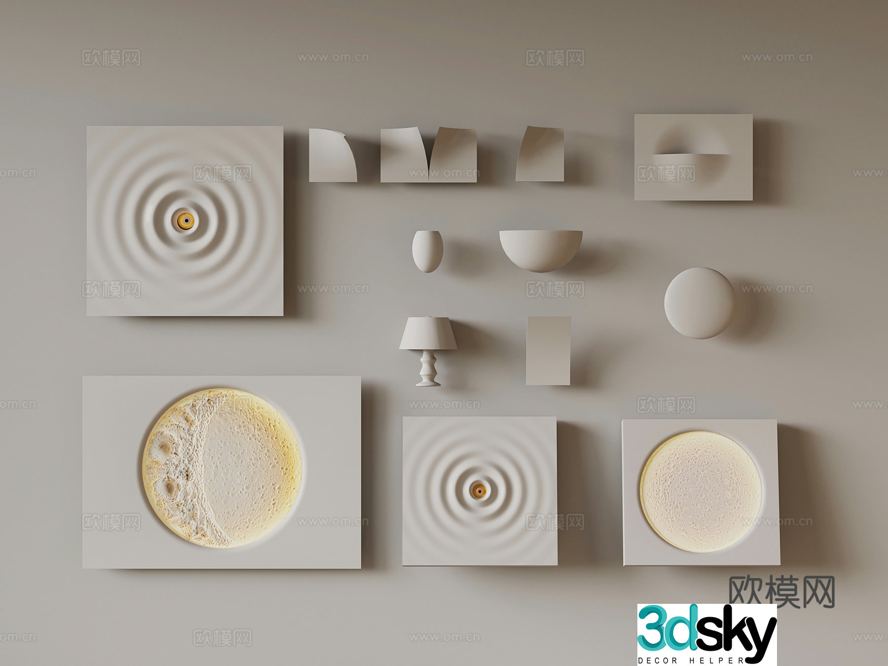 Gypsum lamp Moon lamp 3d model