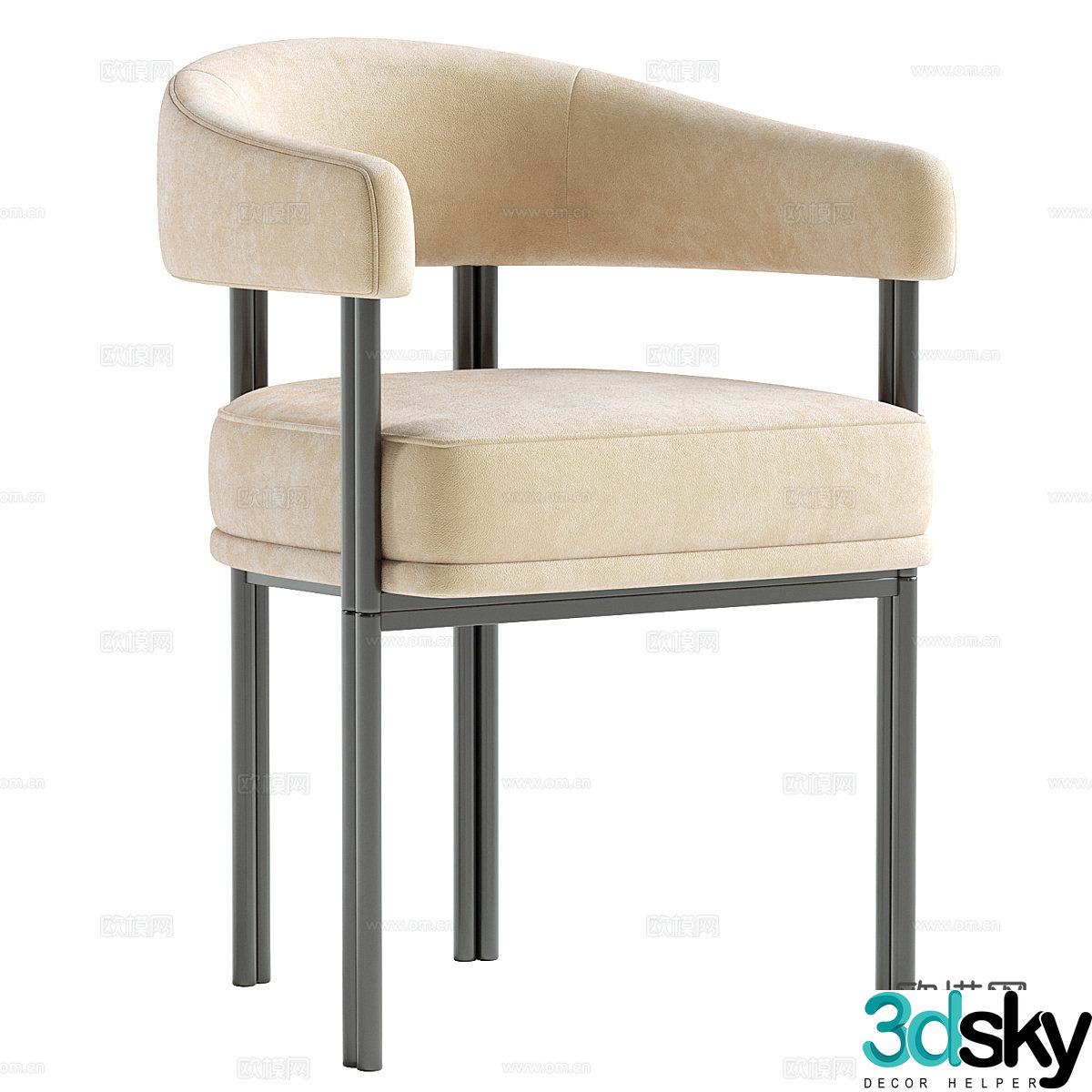 Modern Italian fabric dining chair 3d model