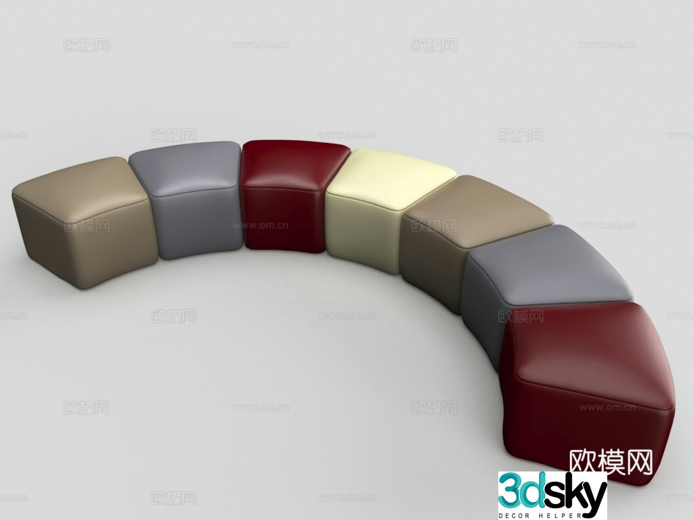 Modern multi-person sofa curved sofa casual sofa 3d model