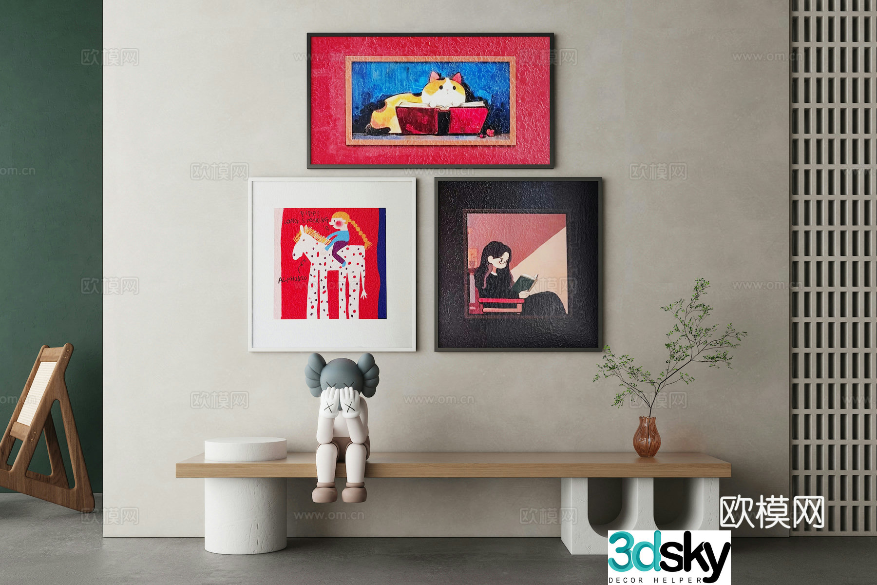3D model of living and dining room children’s room decoration painting
