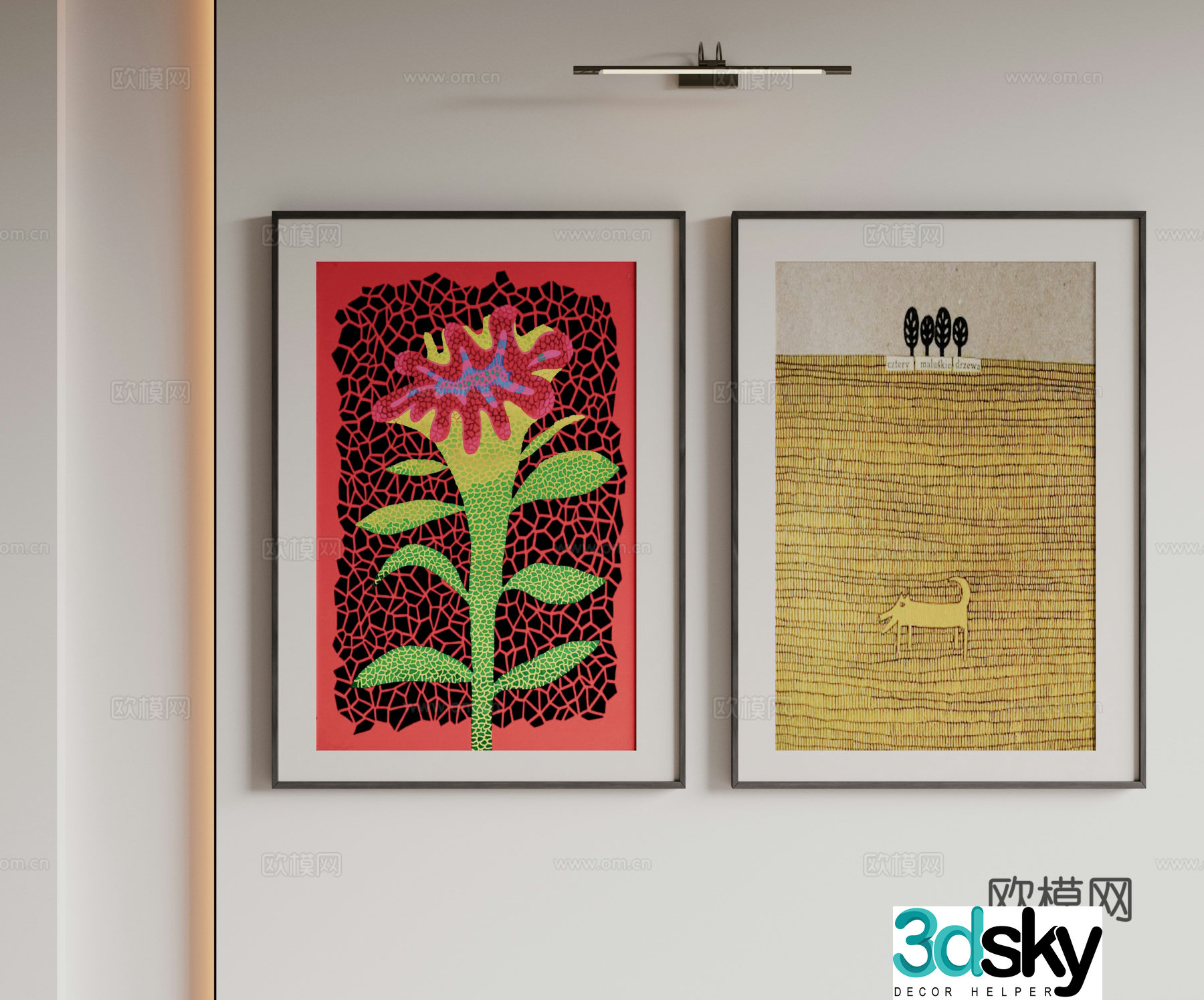 Modern minimalist hanging paintings Wasabi Middle-style hanging paintings Cream style decoration paintings Italian hanging paintings Black White and Gray 3D model