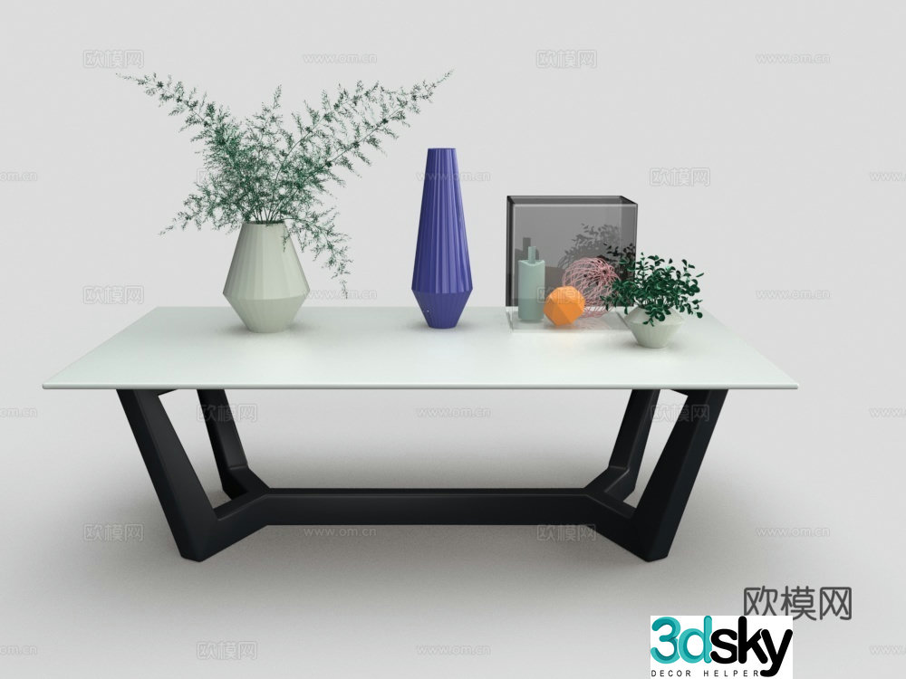 Modern coffee table multi-person dining table 3D model