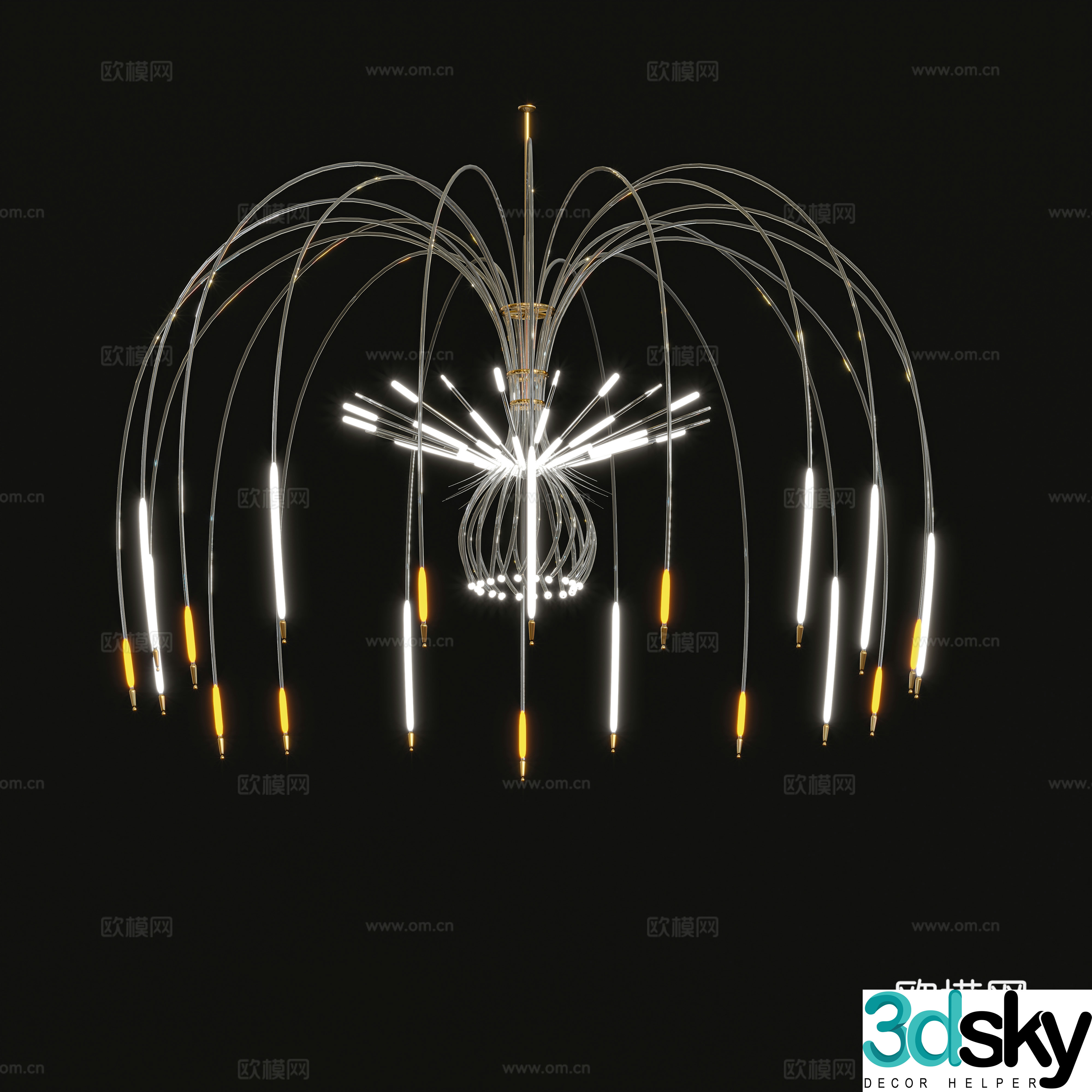 Cool modern simple Nordic light luxury jellyfish-shaped art chandelier 3d model