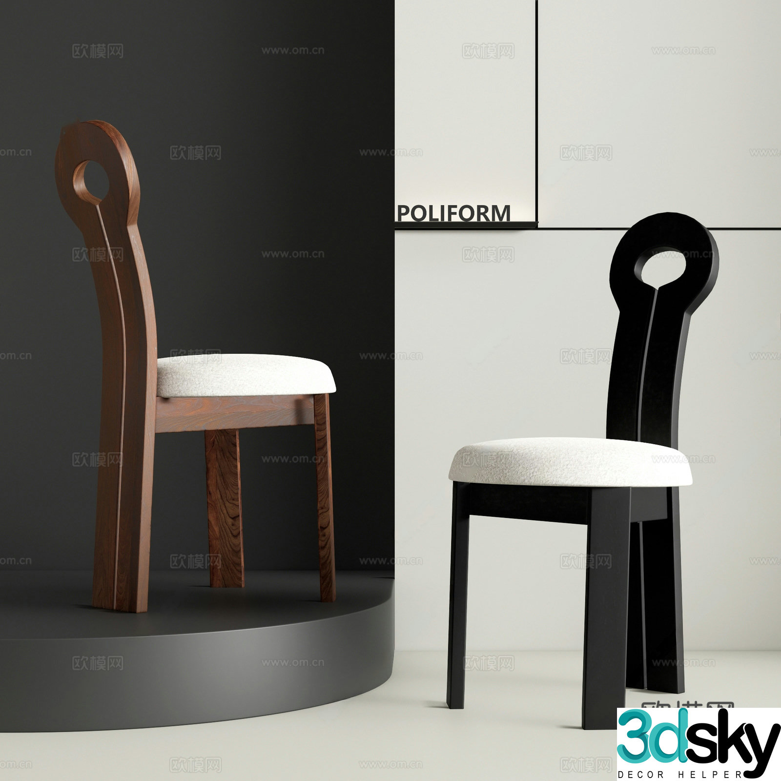 Modern medieval dining chair Wooden chair Solid wood dining chair Backrest chair 3d model