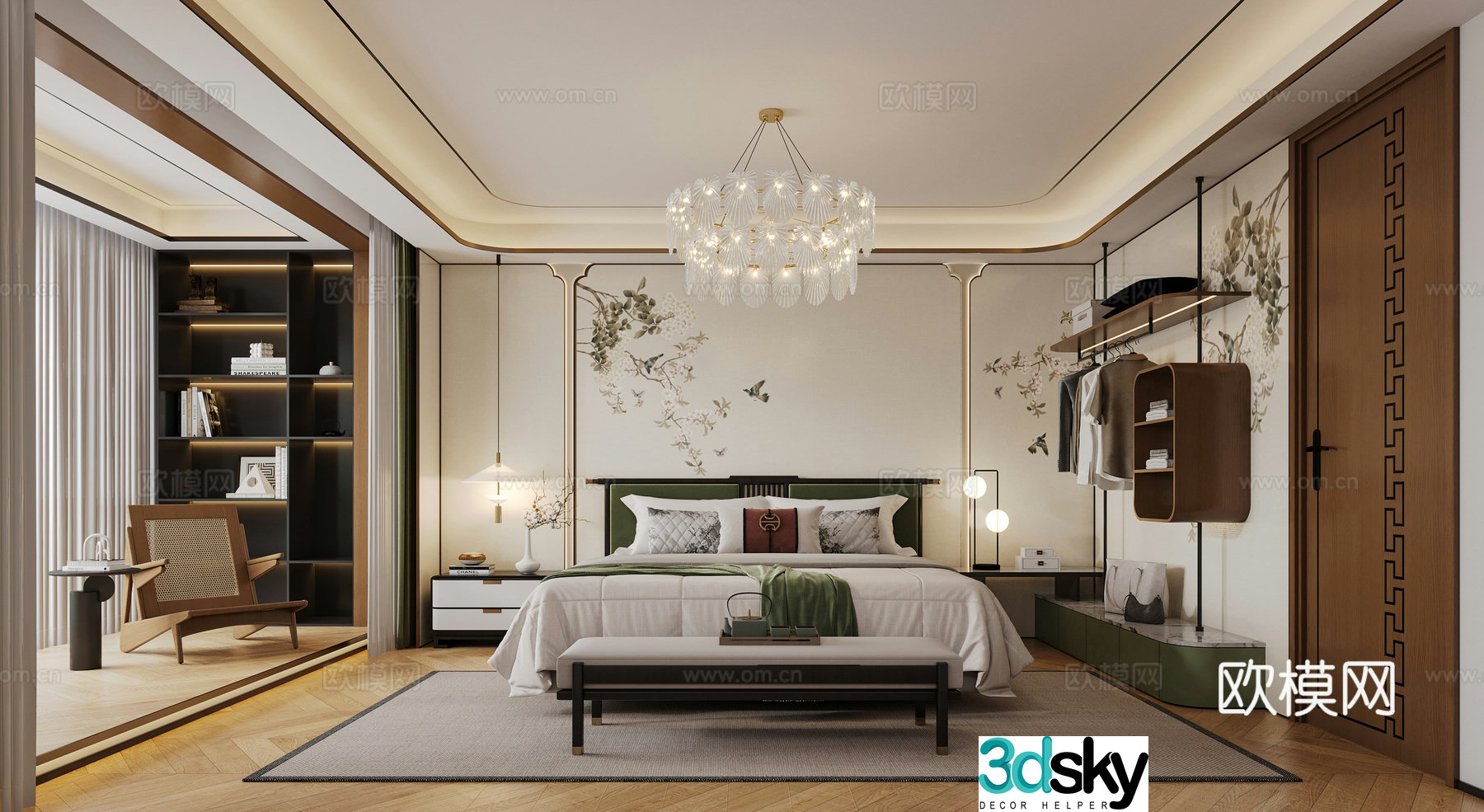 New Chinese bedroom 3D model