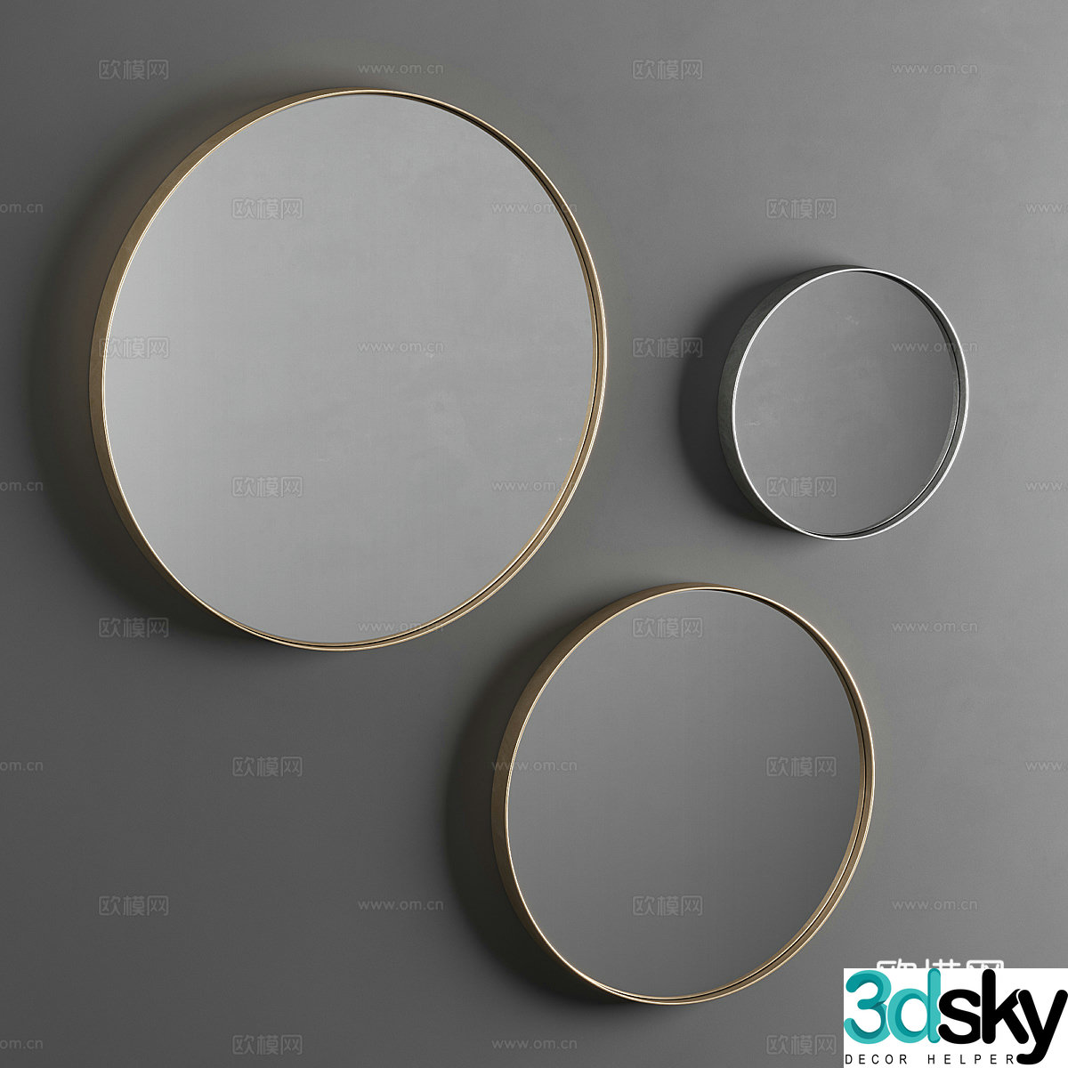 Modern light luxury round mirror 3D model
