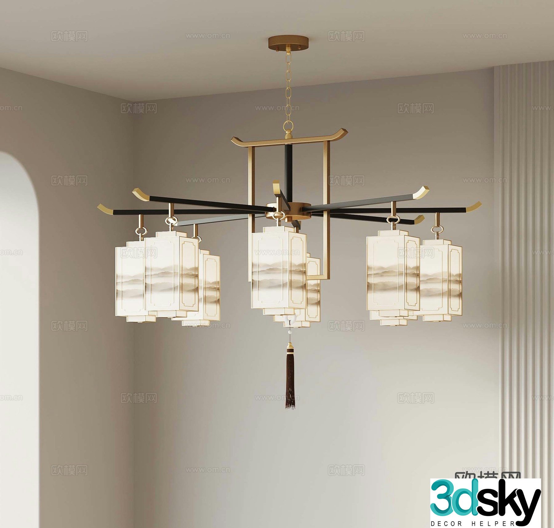 New Chinese Chandelier Restaurant Chandelier 3D Model
