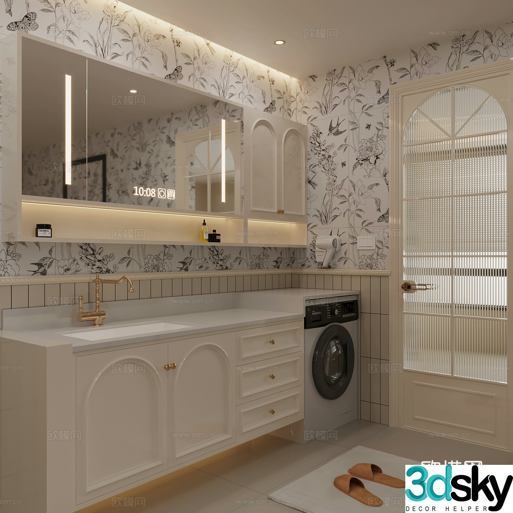 French bathroom dry area bathroom cabinet bathroom 3D model