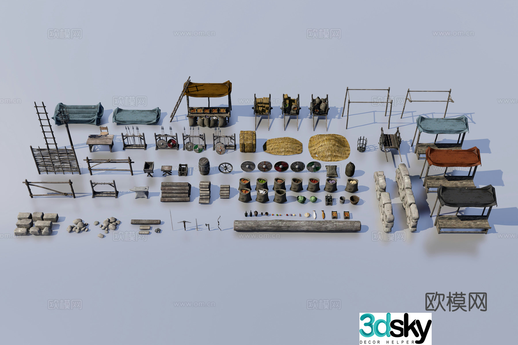 Medieval market items 3d model