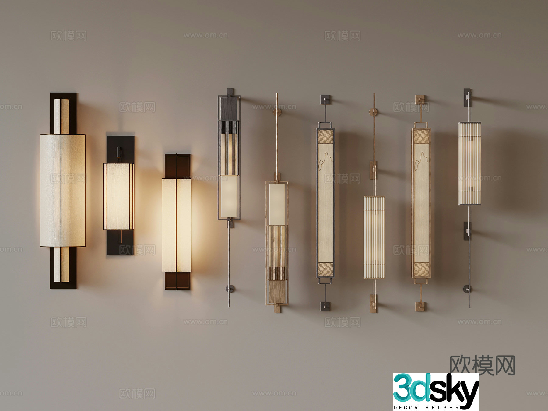 New Chinese wall light 3D model