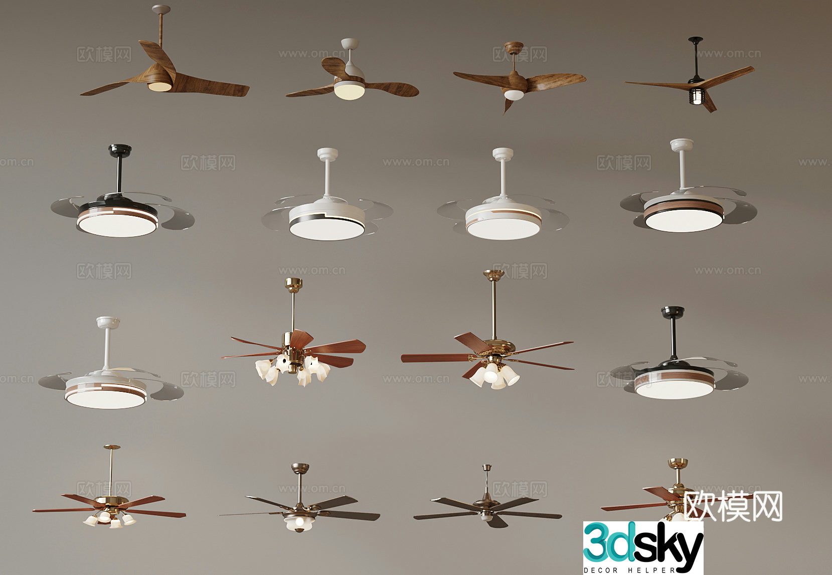 Modern fan light 3d model