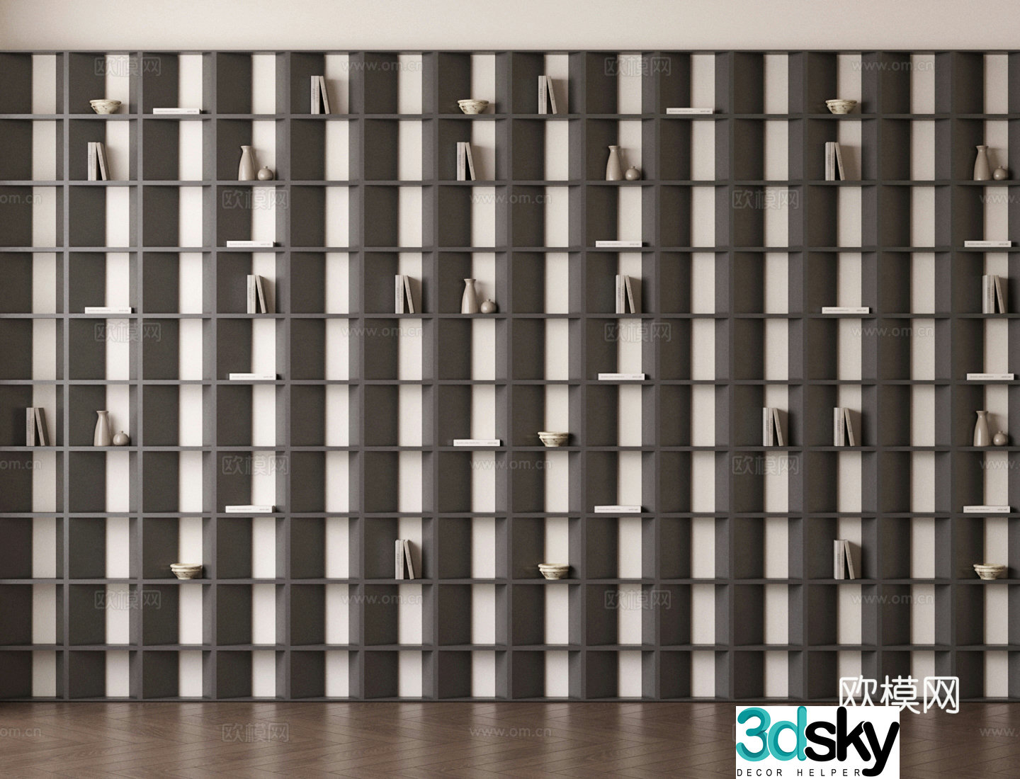 Modern storage rack Decorative rack Aluminum profile storage rack Hollow storage rack Hollow cement brick 3D model