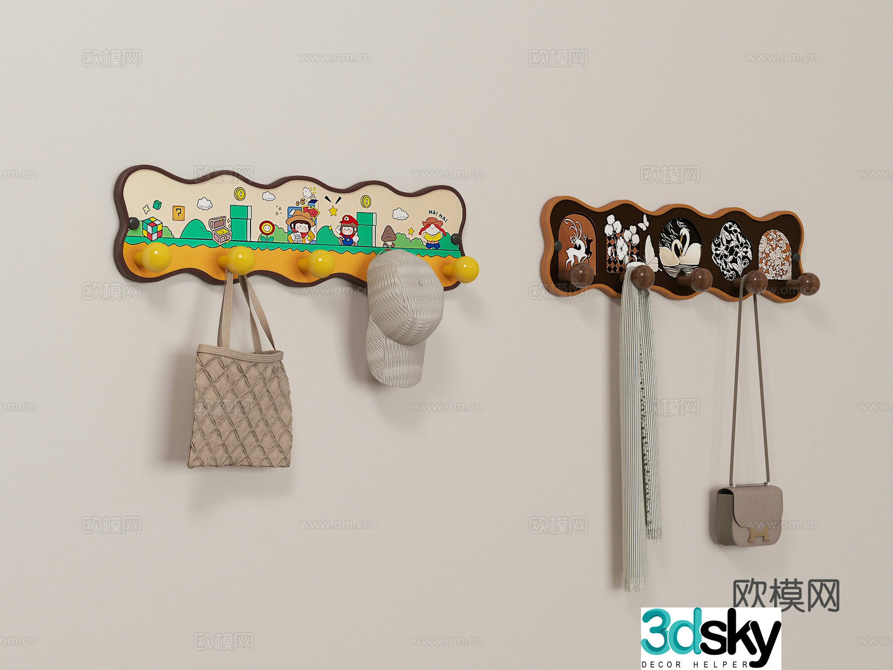 Modern retro medieval style coat hook 3d model