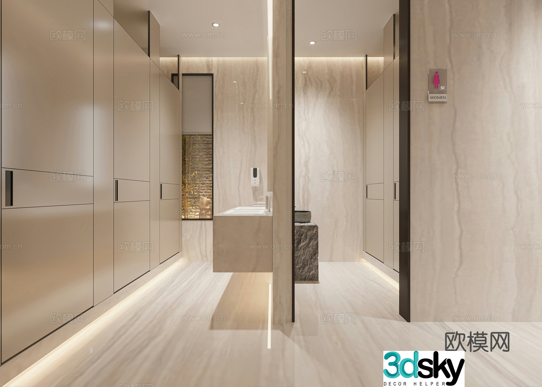Modern public bathroom 3d model