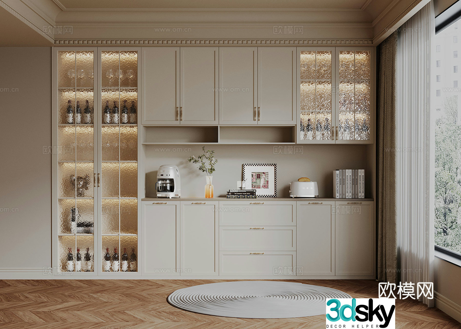 French medieval style sideboard 3D model