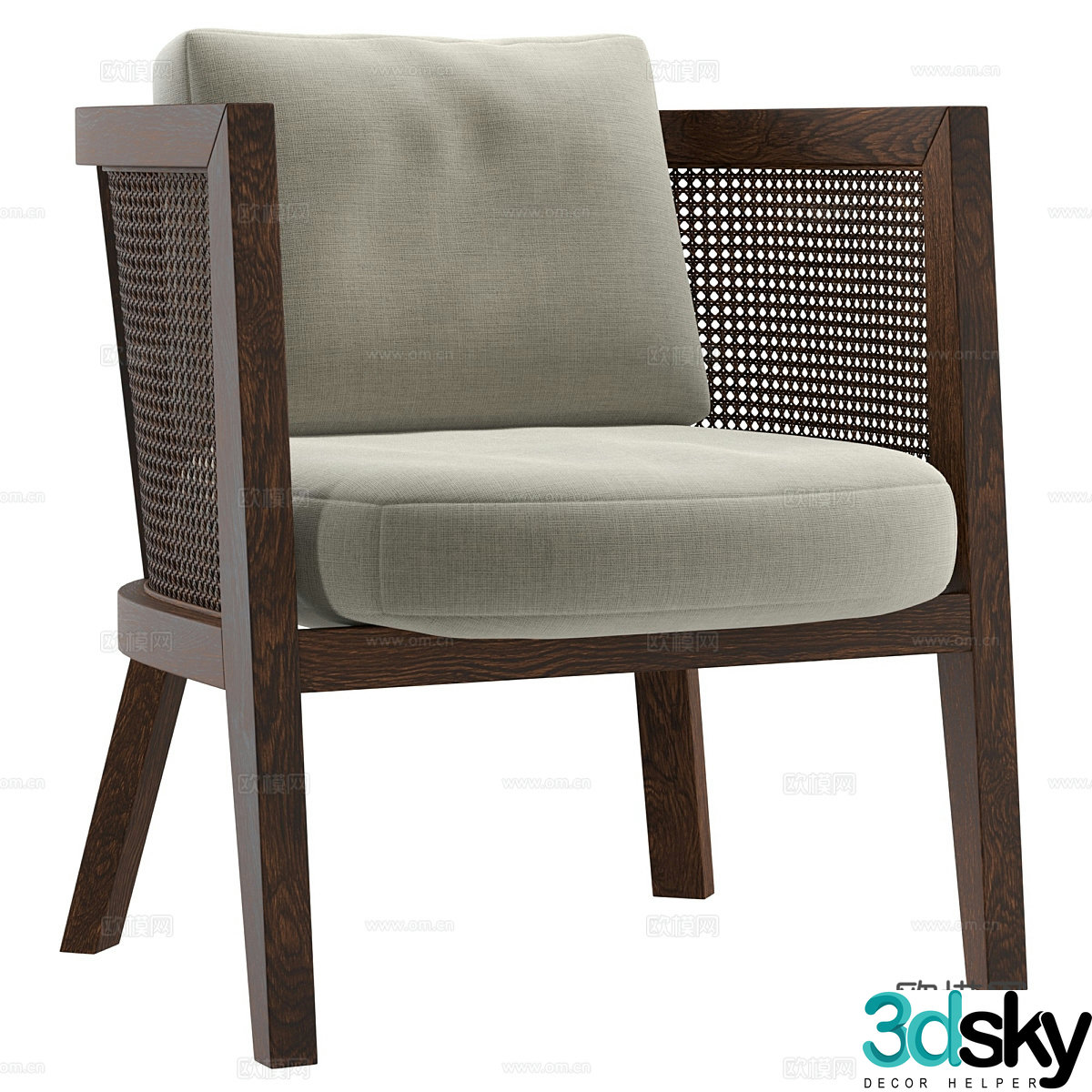 New Chinese style rattan chair armchair 3d model