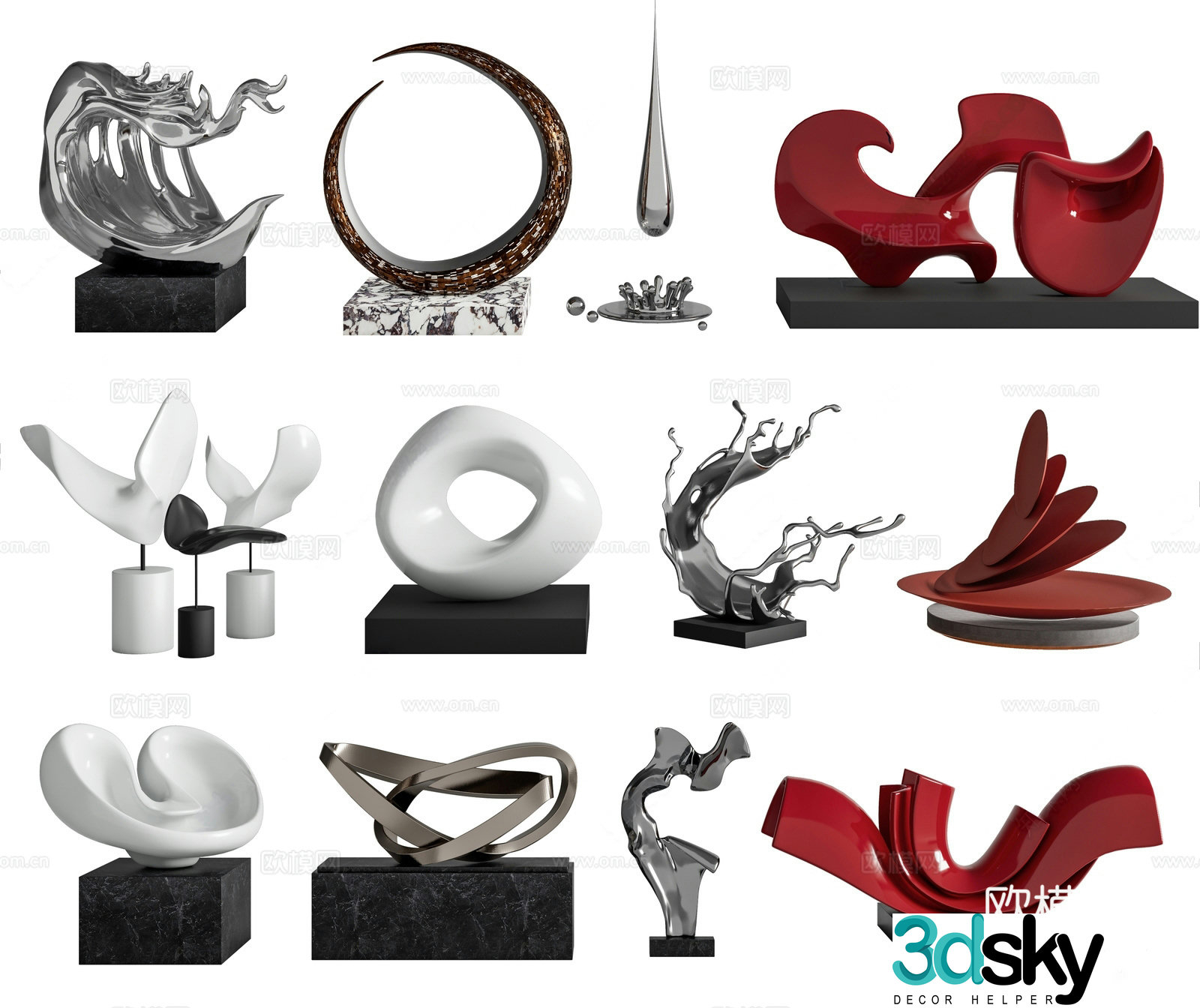Modern art installation abstract sculpture metal sculpture water drop sculpture artwork alien sculpture 3d model