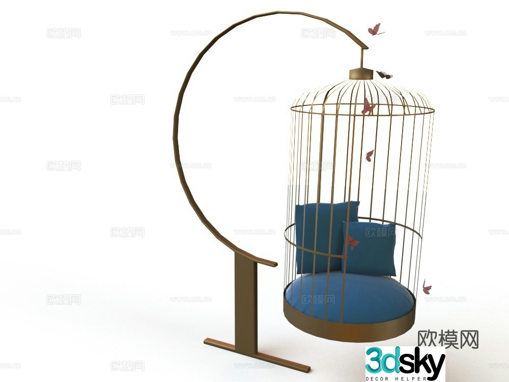 Nordic aerial rocking chair birdcage chair 3d model