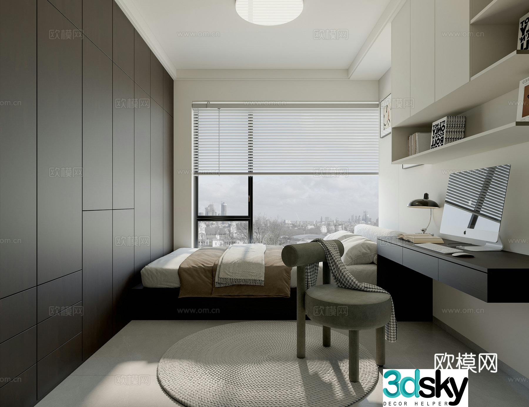 Modern tatami bedroom Minimalist tatami bedroom Italian tatami bedroom 3d model