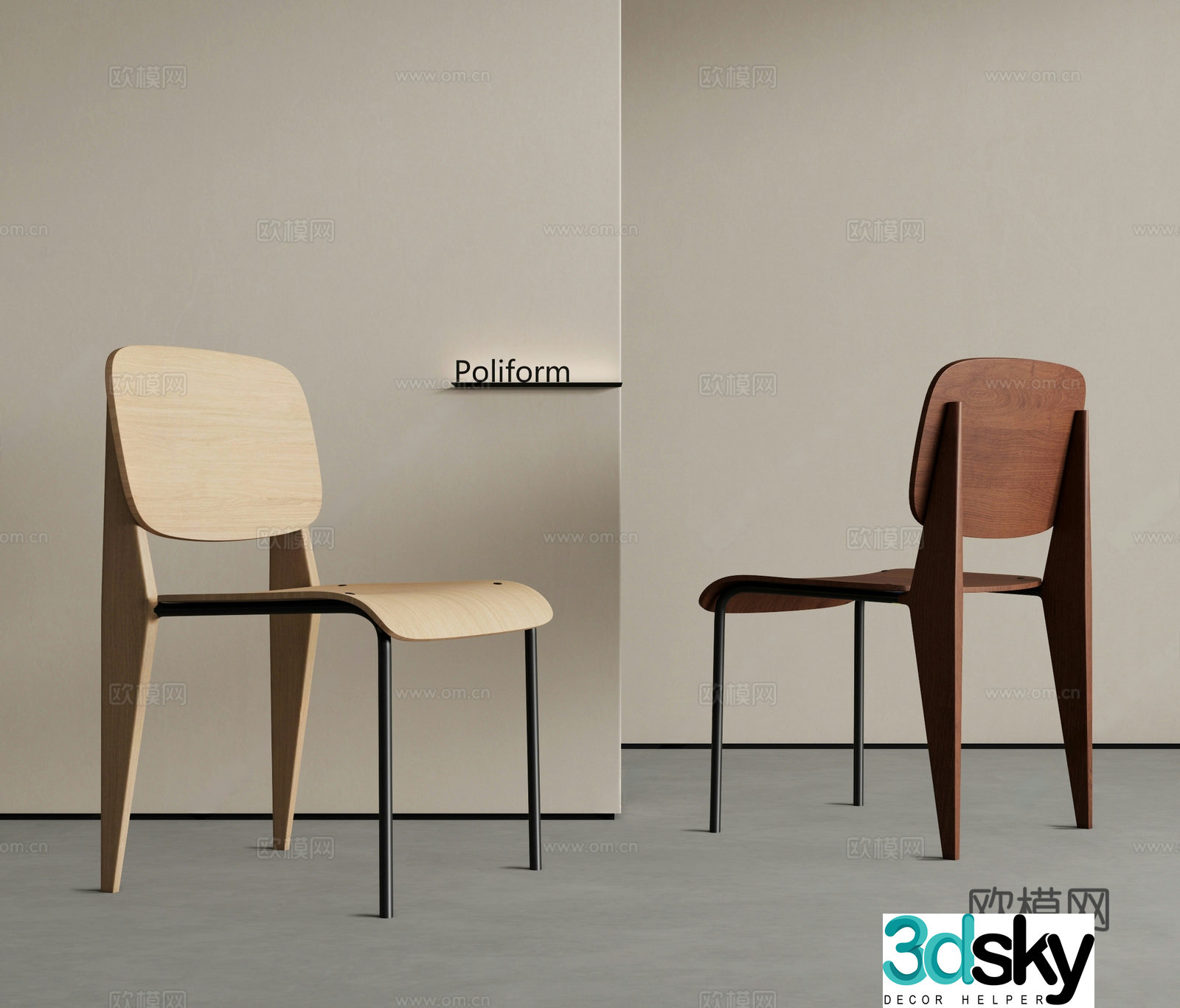 Nordic log dining chair wooden chair medieval dining chair solid wood chair backrest chair leisure chair 3d model