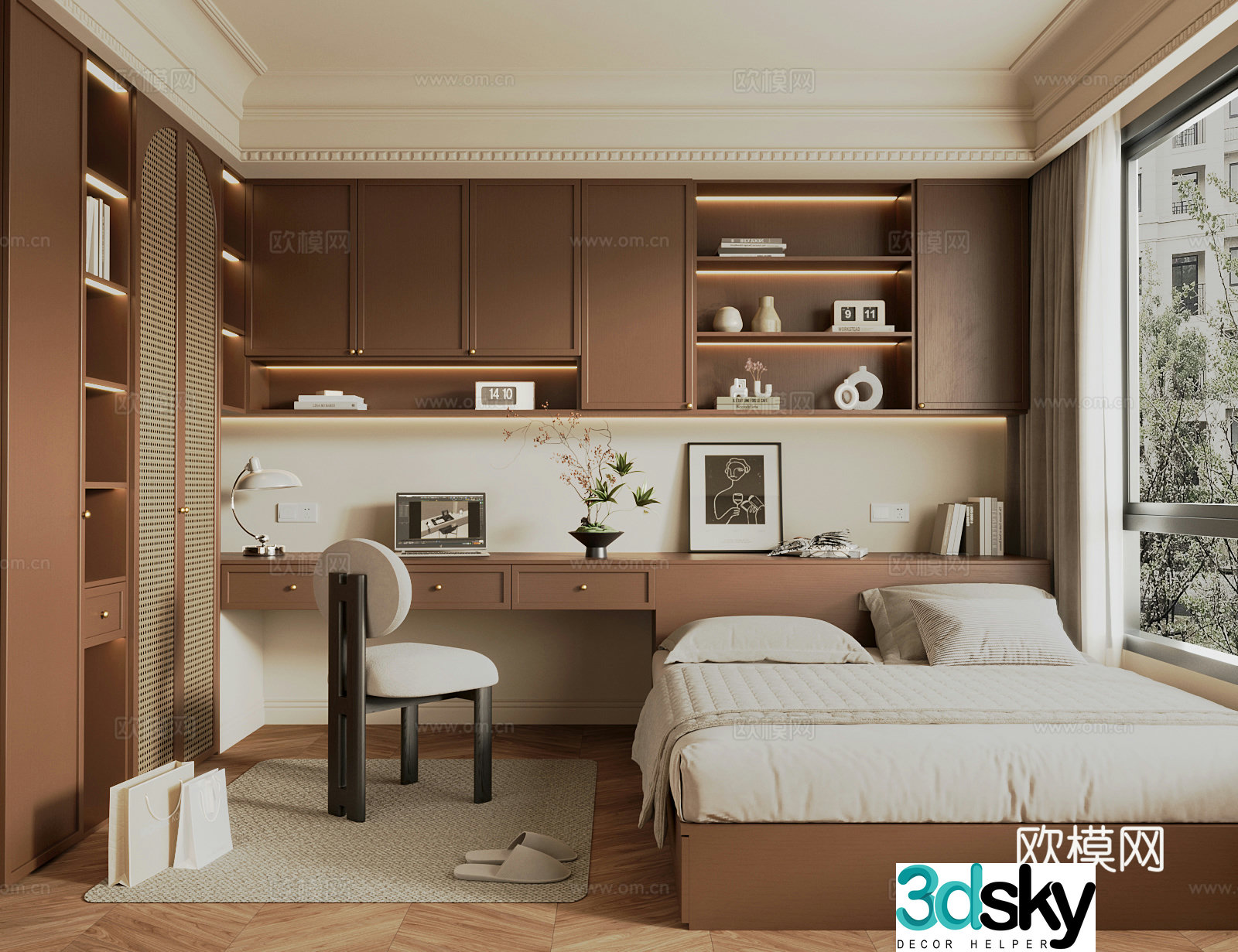 Middle style tatami bedroom 3d model