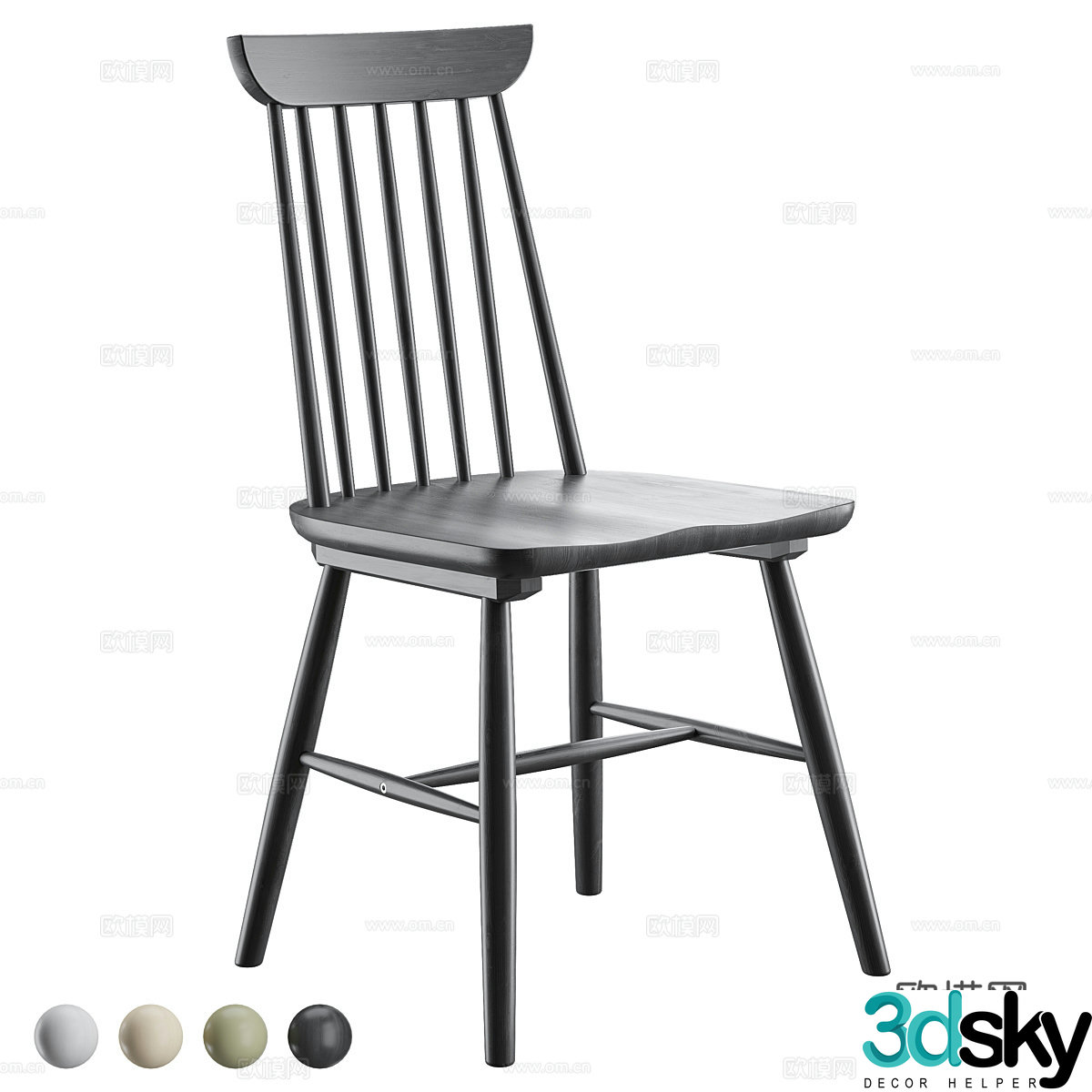 Modern Nordic Windsor Chair 3D Model