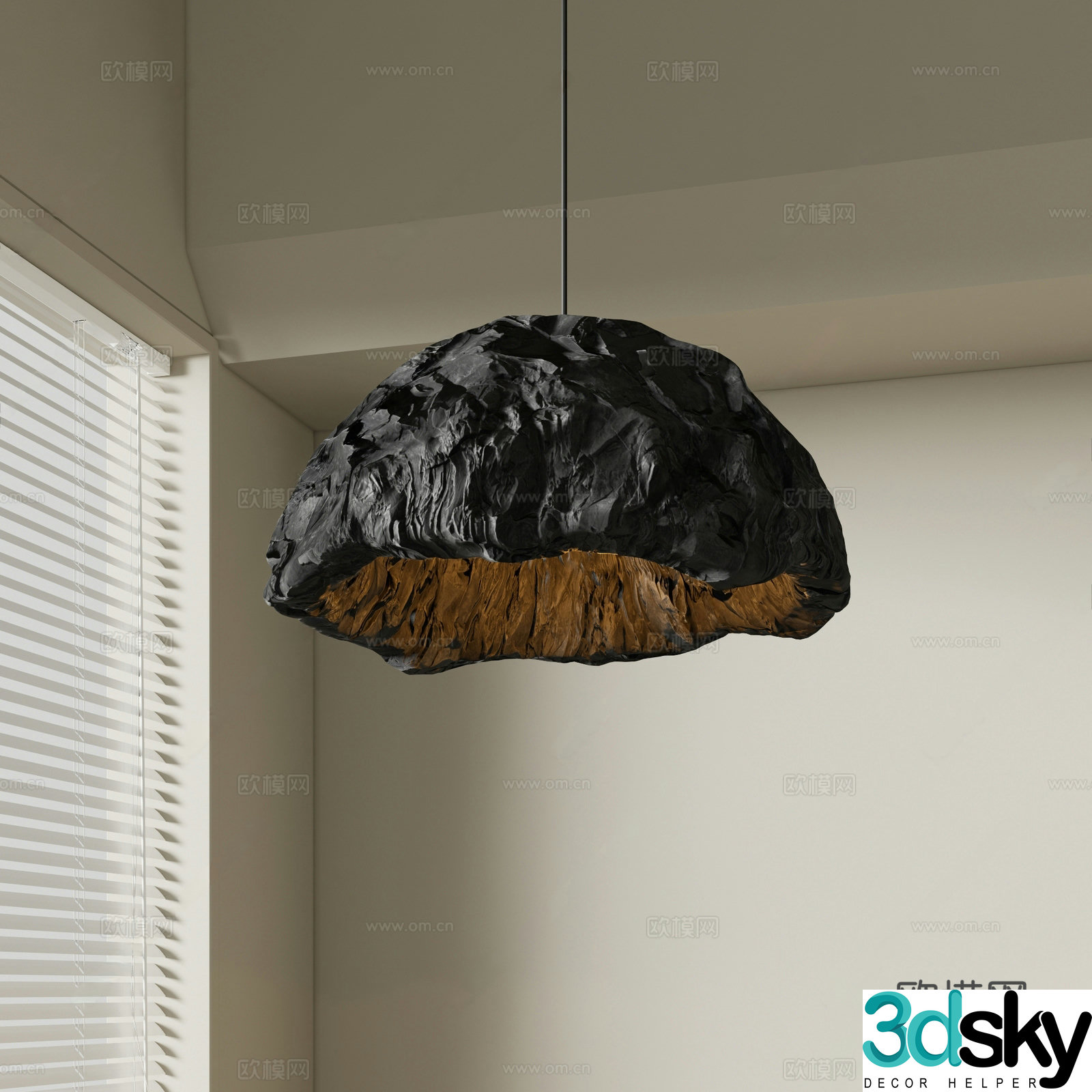 Wasabi Chandelier Stone Stone Stone Single-Head Chandelier Dark Chandelier 3D Model