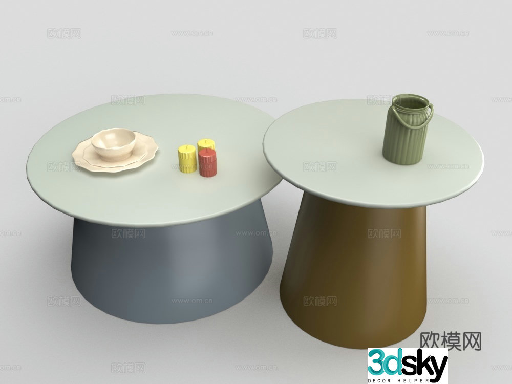 Light luxury coffee table round table 3D model