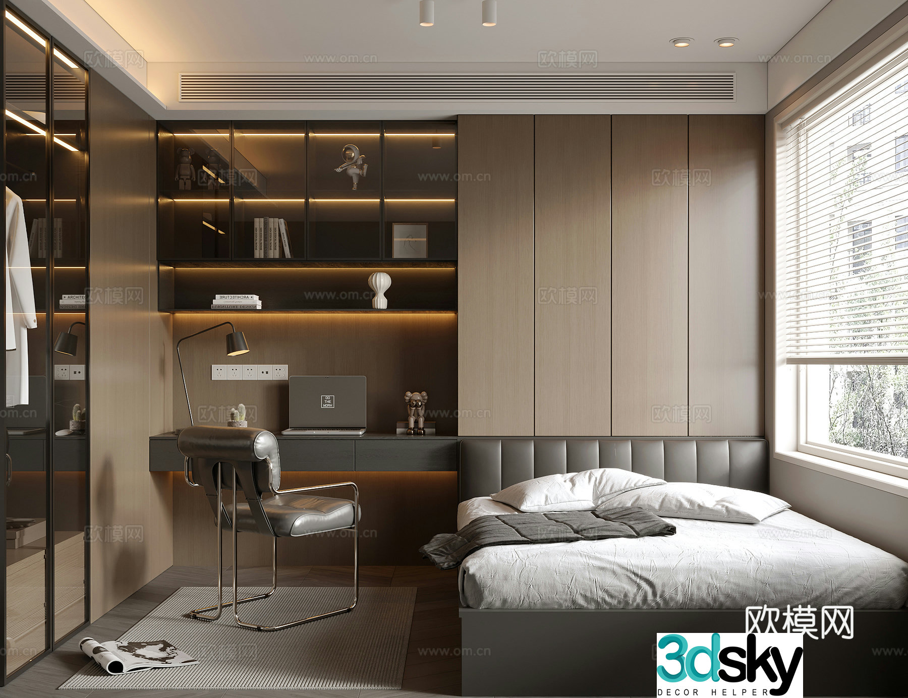 Modern Italian tatami bedroom 3d model