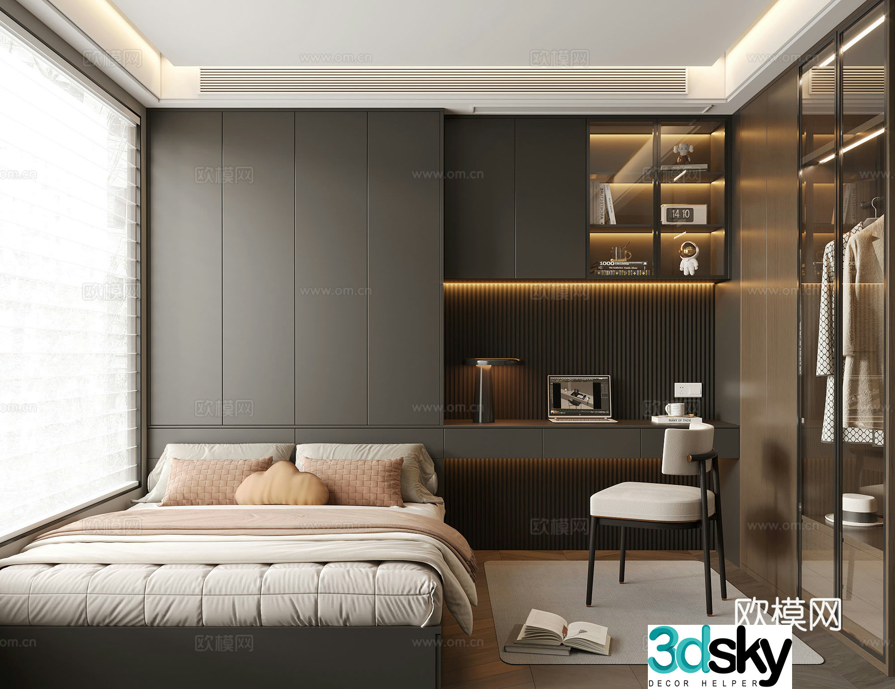 Modern Italian tatami bedroom 3d model