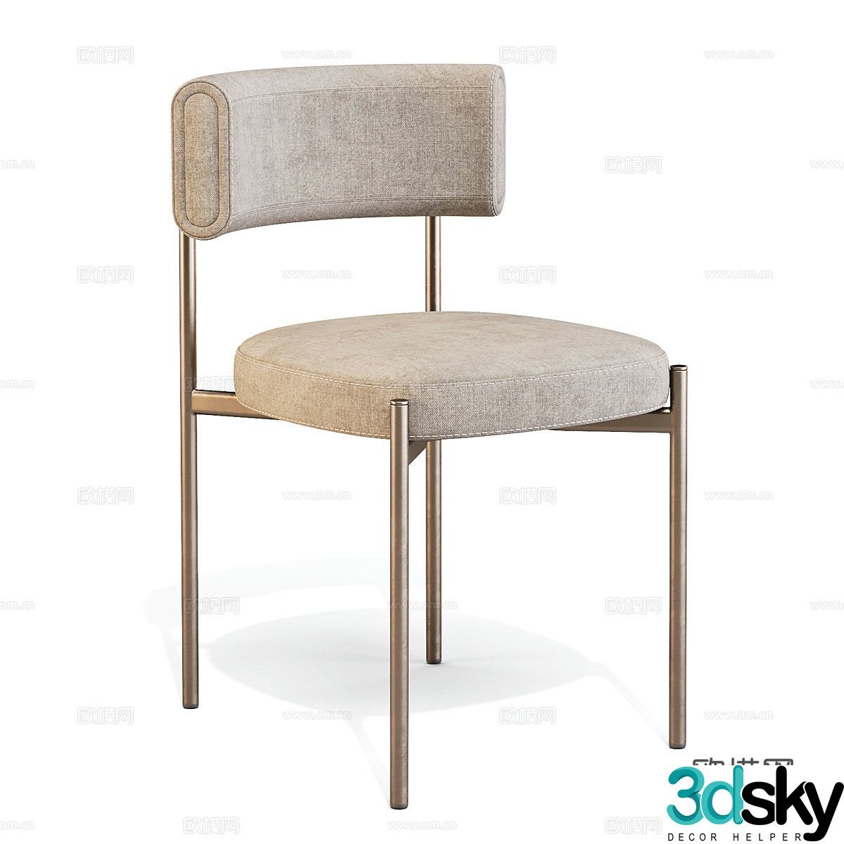 Modern light luxury fabric single chair 3D model