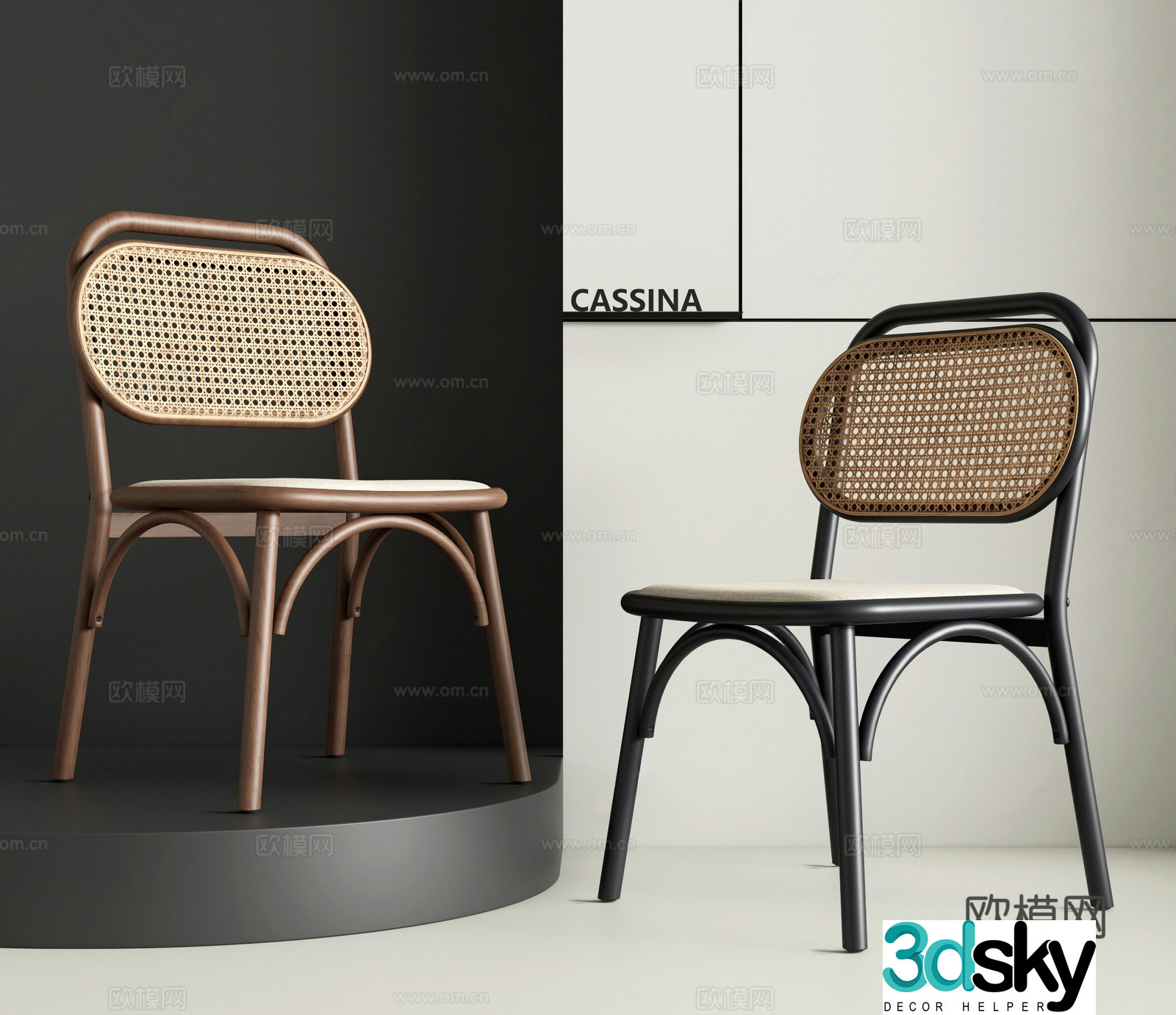 Wasabi Medium Dining Chair Rattan dining chair Wooden Chair Rattan chair Armchair Backrest Chair 3D Model