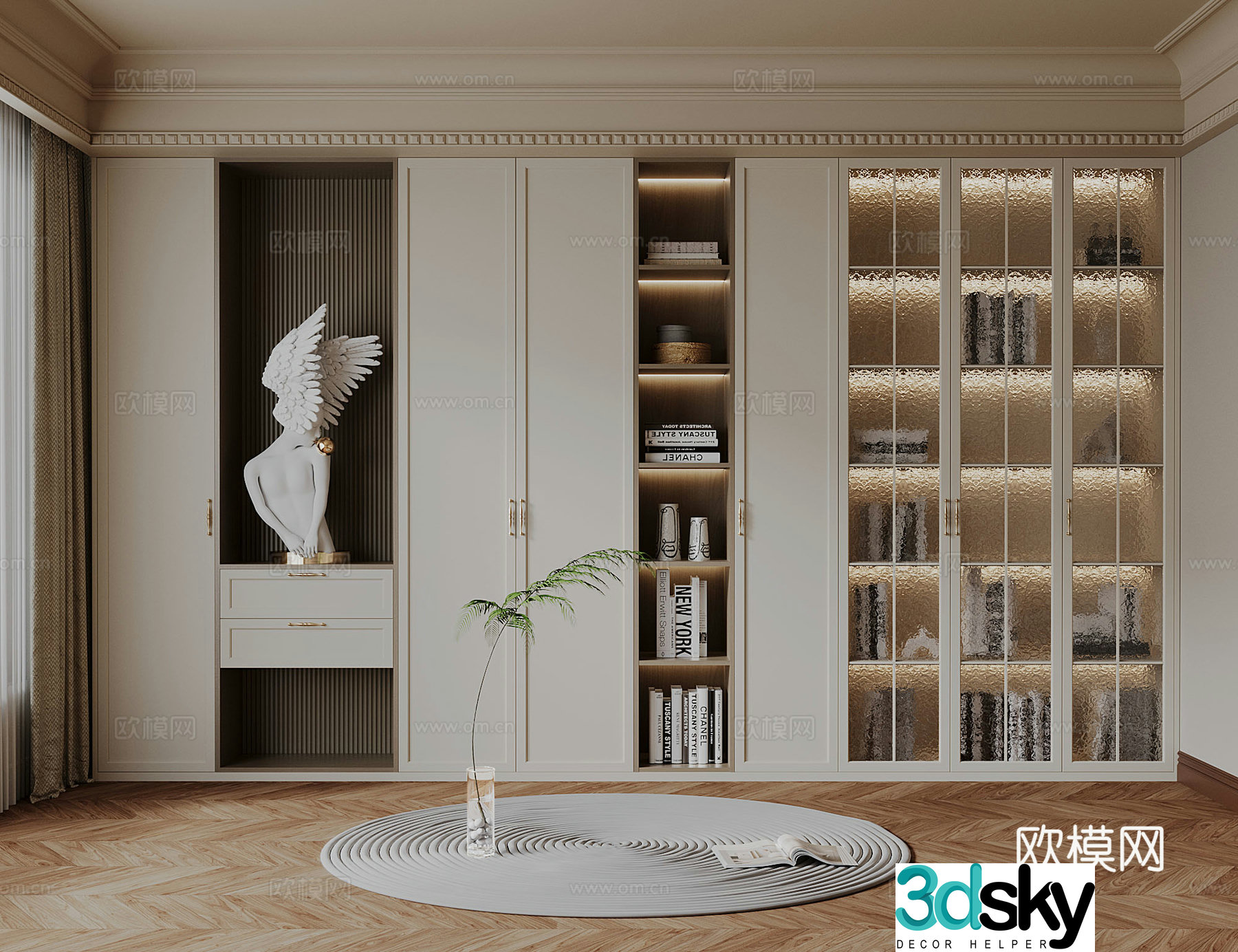 French medieval style bookcase 3D model