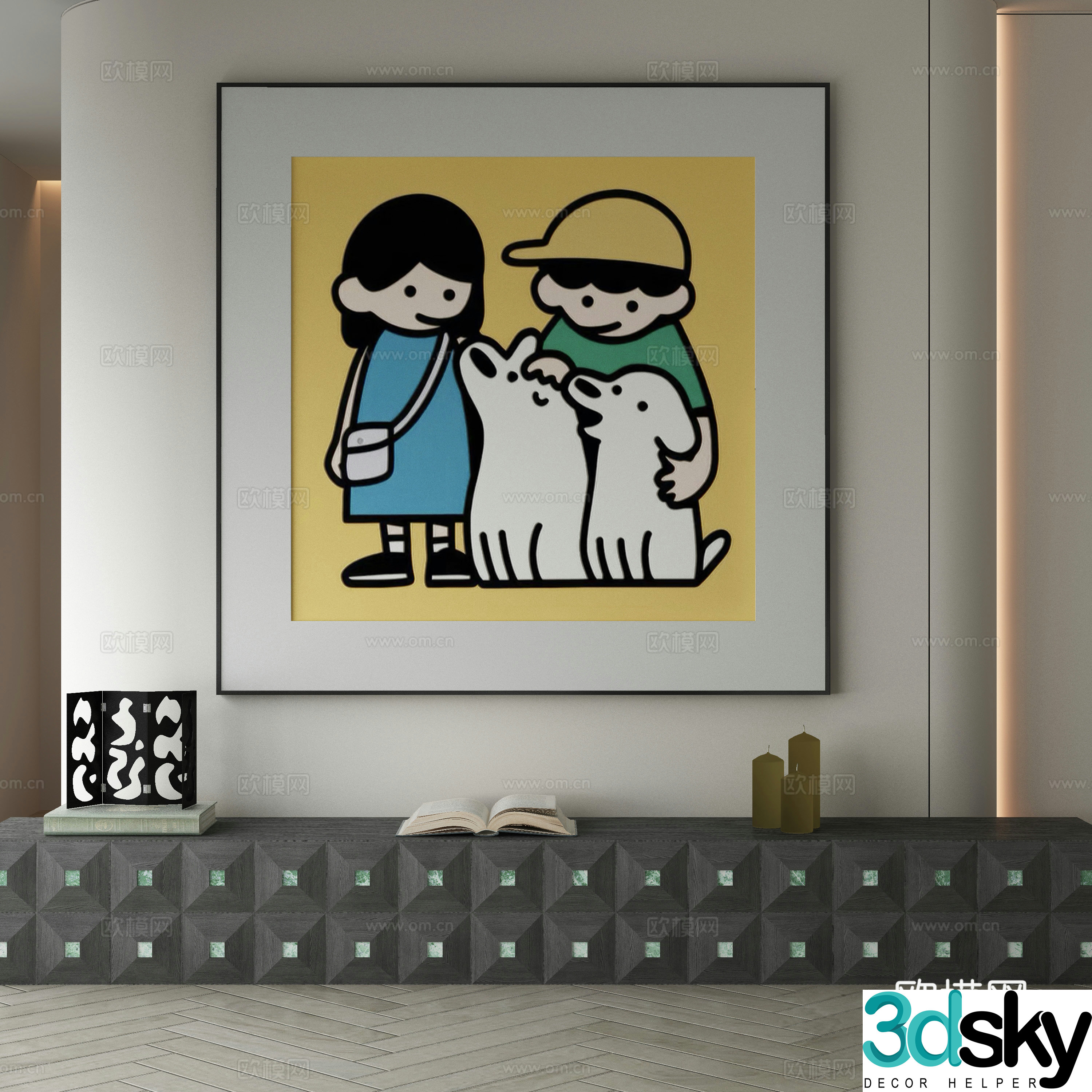 Modern Wasabi Hanging Painting Oil Painting 3D Model