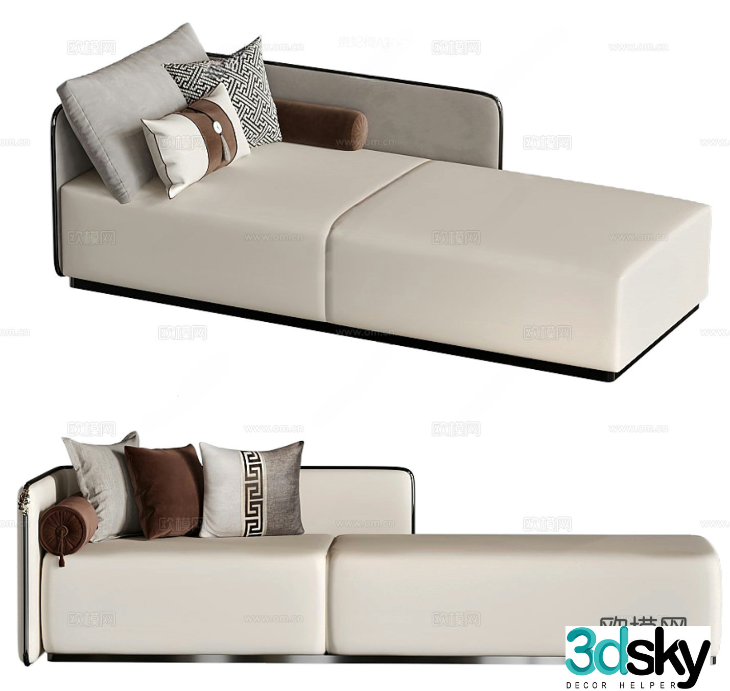 New Chinese style imperial chaise longue sofa stool 3D model