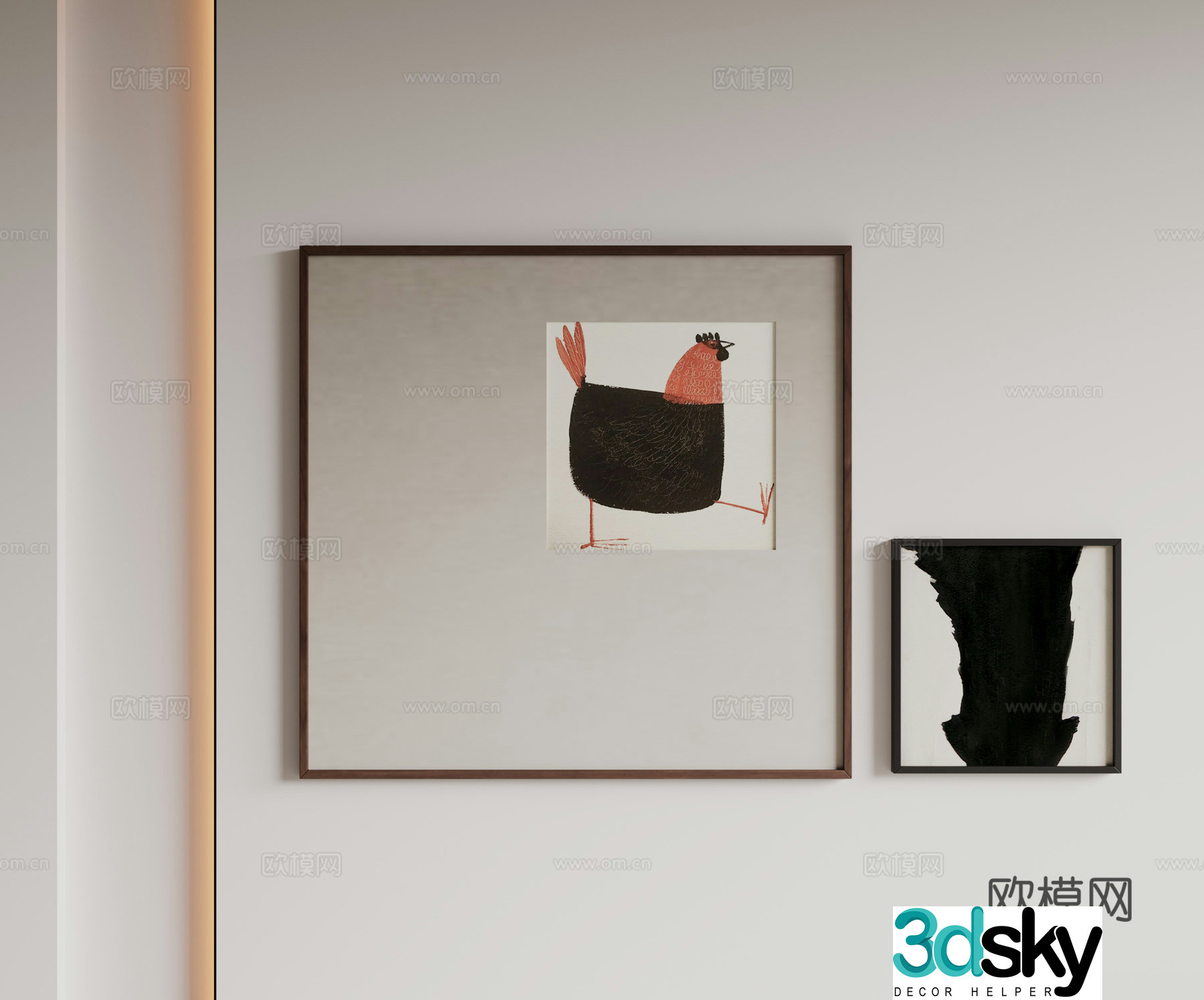 Modern minimalist hanging paintings Wasabi Middle-style hanging paintings Cream style decoration paintings Italian hanging paintings Black White and Gray 3D model