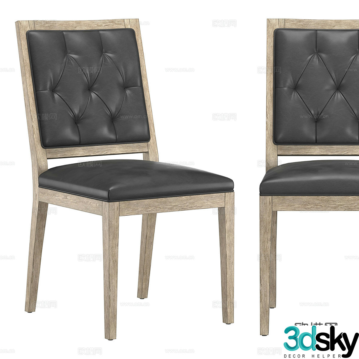 American simple dining chair 3d model