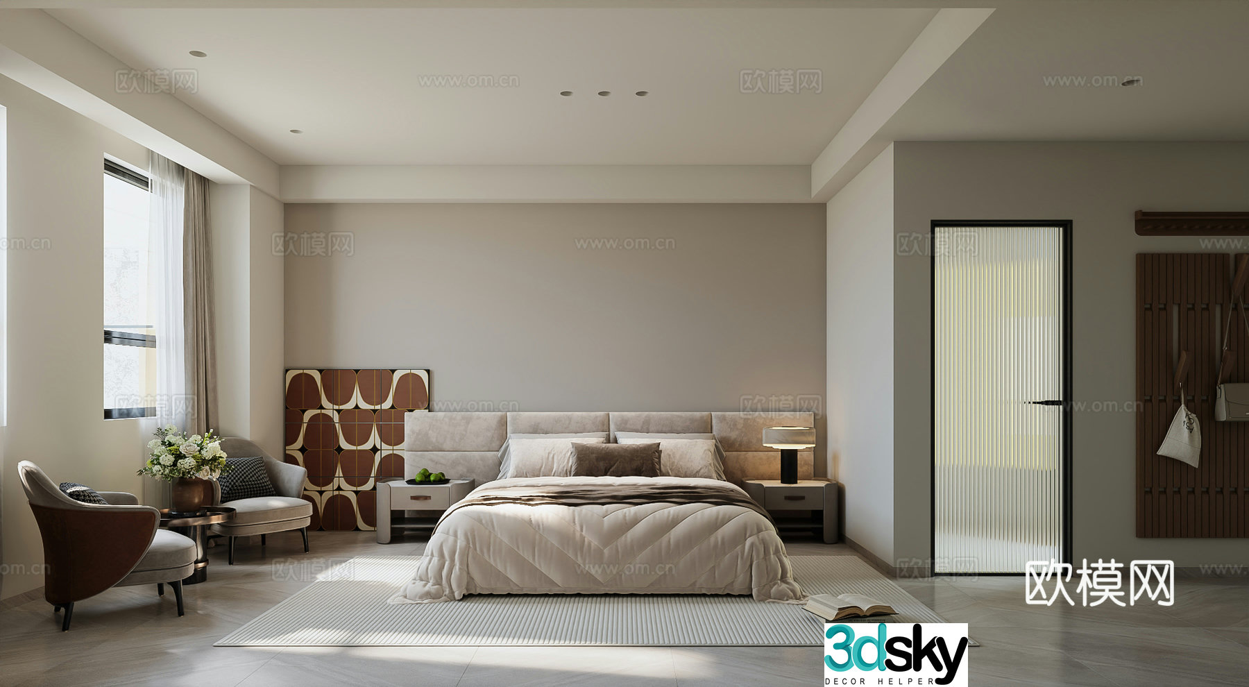 Modern simple apartment Simple residence White apartment 3d model