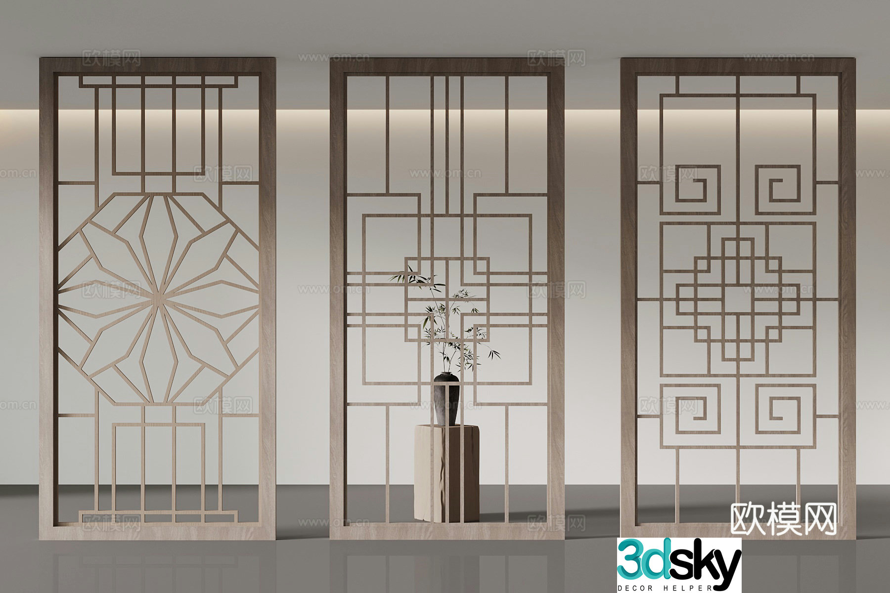 Screen New Chinese-style screen partition 3D model