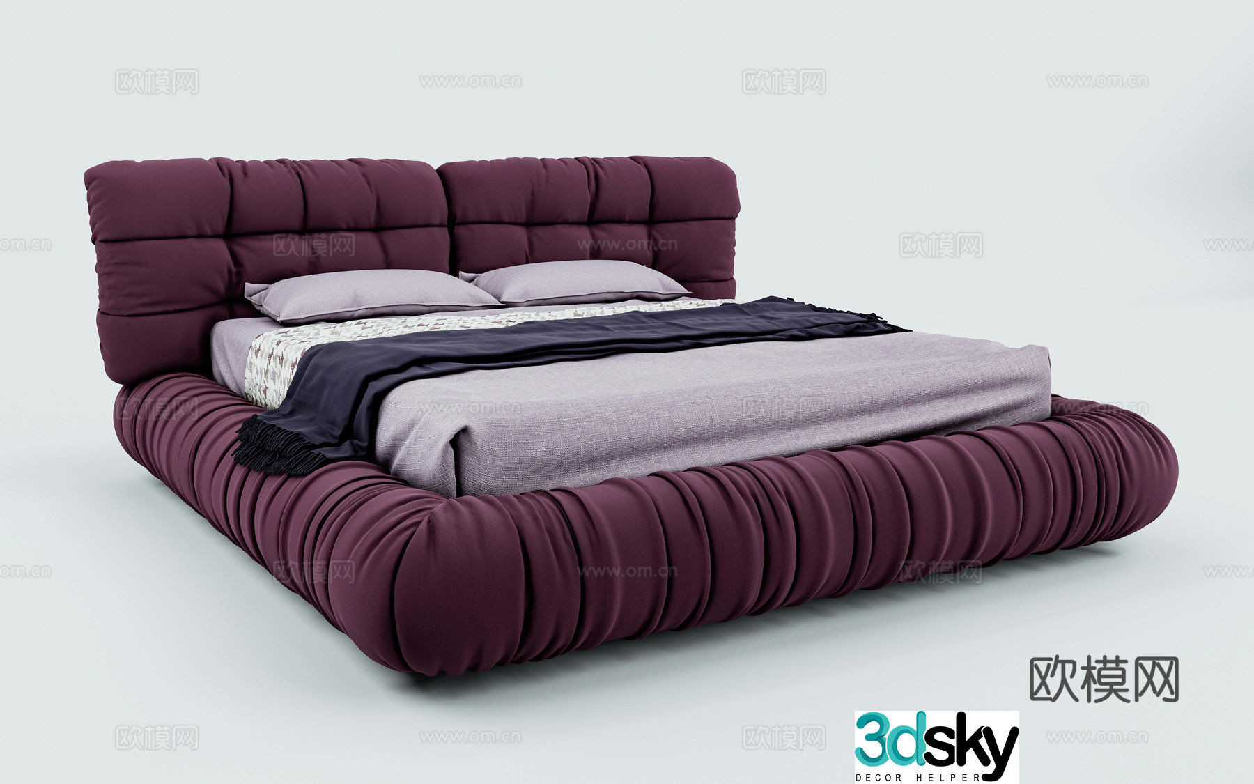 European double bed high-precision model 3D model