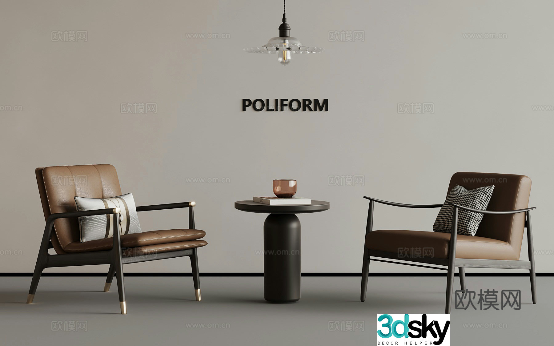 Leisure chair modern leisure chair with armrests chandelier side 3d model