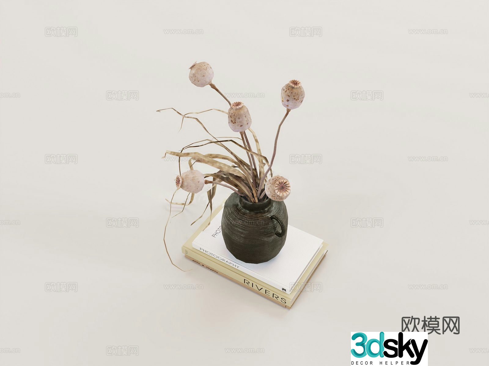 Wasabi air-dried flowers vase furnishings 3d model 3d model