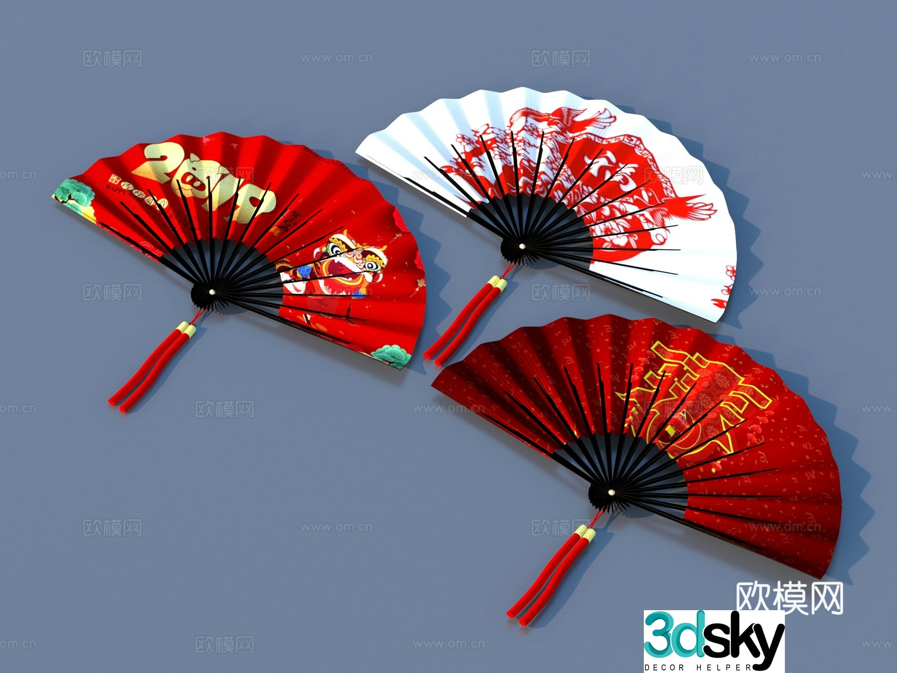 Fan Paper Fan Folding Fan Chinese Fan Cultural Fan 3D Model