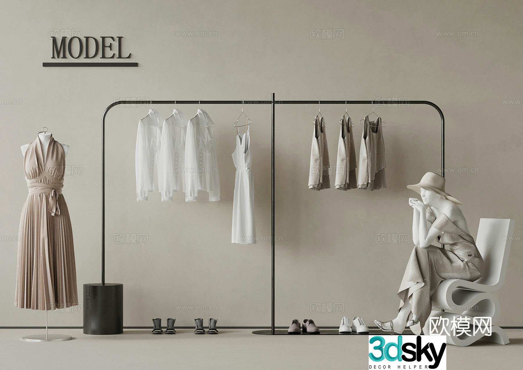 Clothes Modern Clothes Hanger Women’s Clothes Model 3D Model