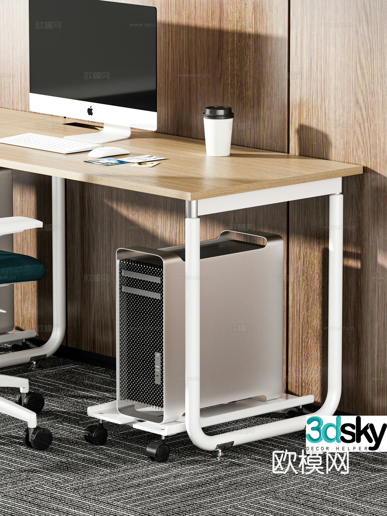 Modern office desk computer chair 3d model