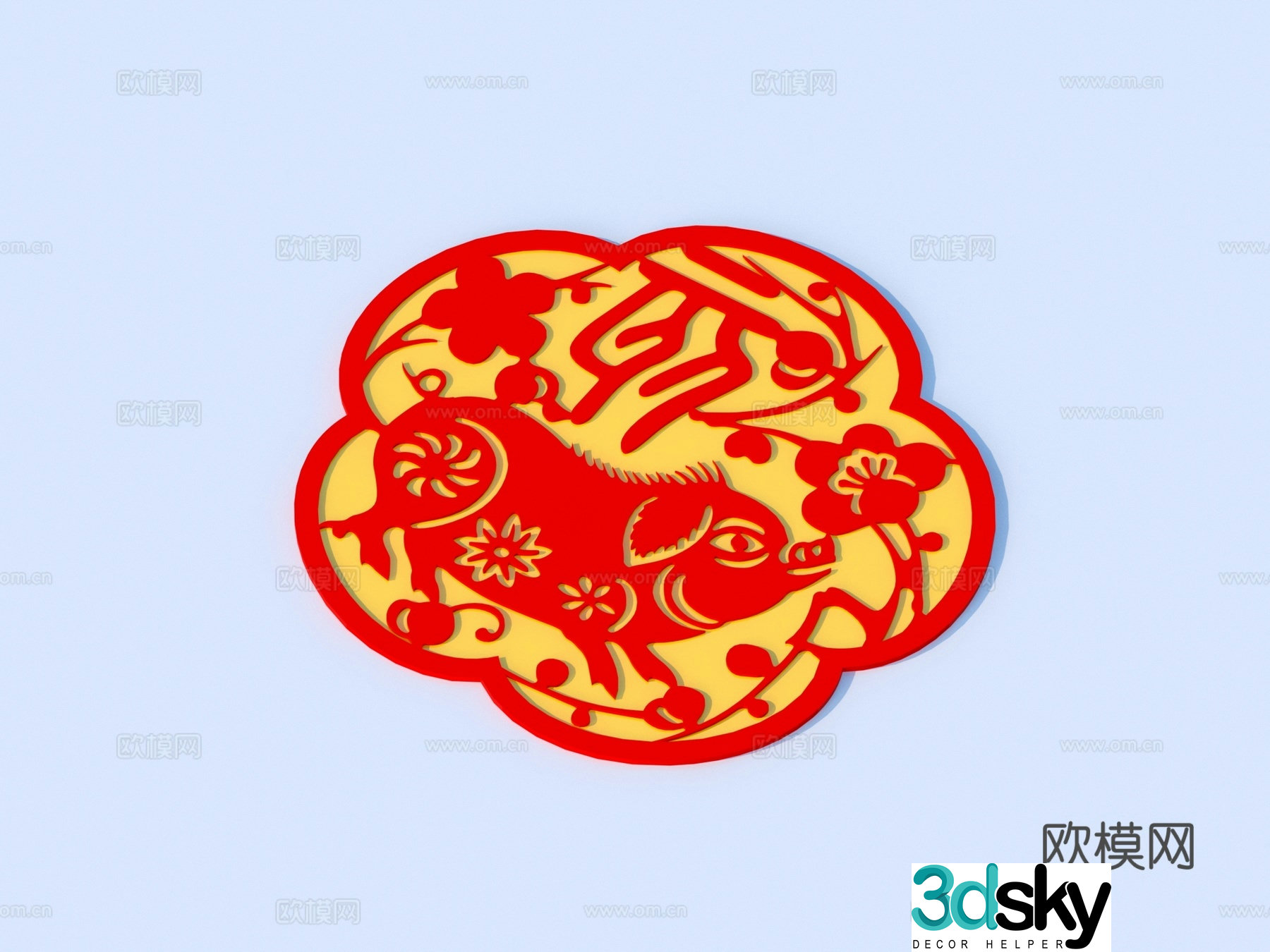 Wall decoration zodiac paper-cut 3d model
