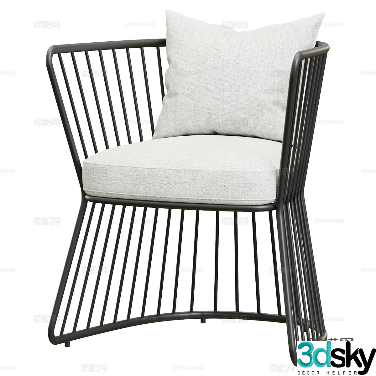 Modern art stainless steel lounge chair 3d model