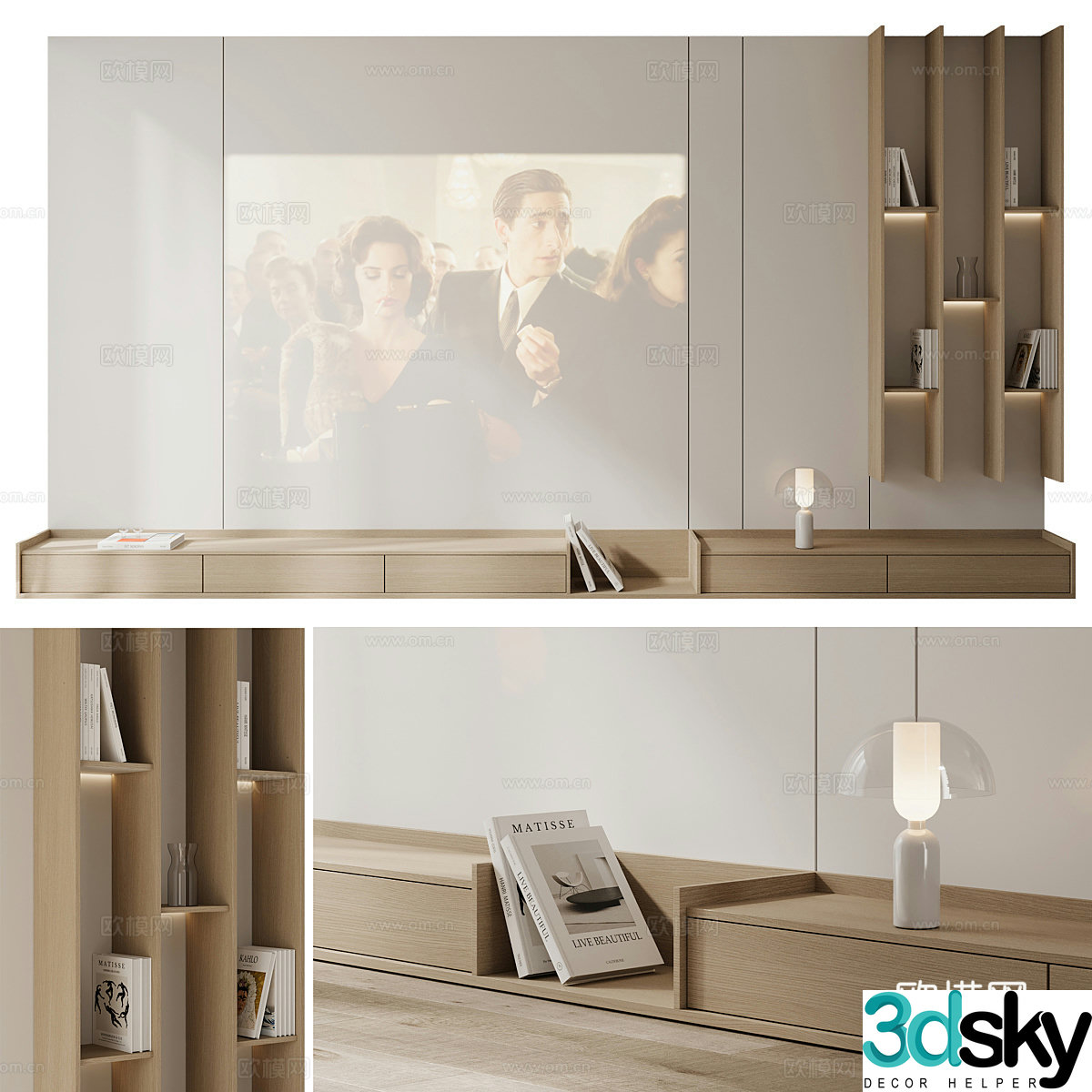 Modern minimalist TV background wall 3d model